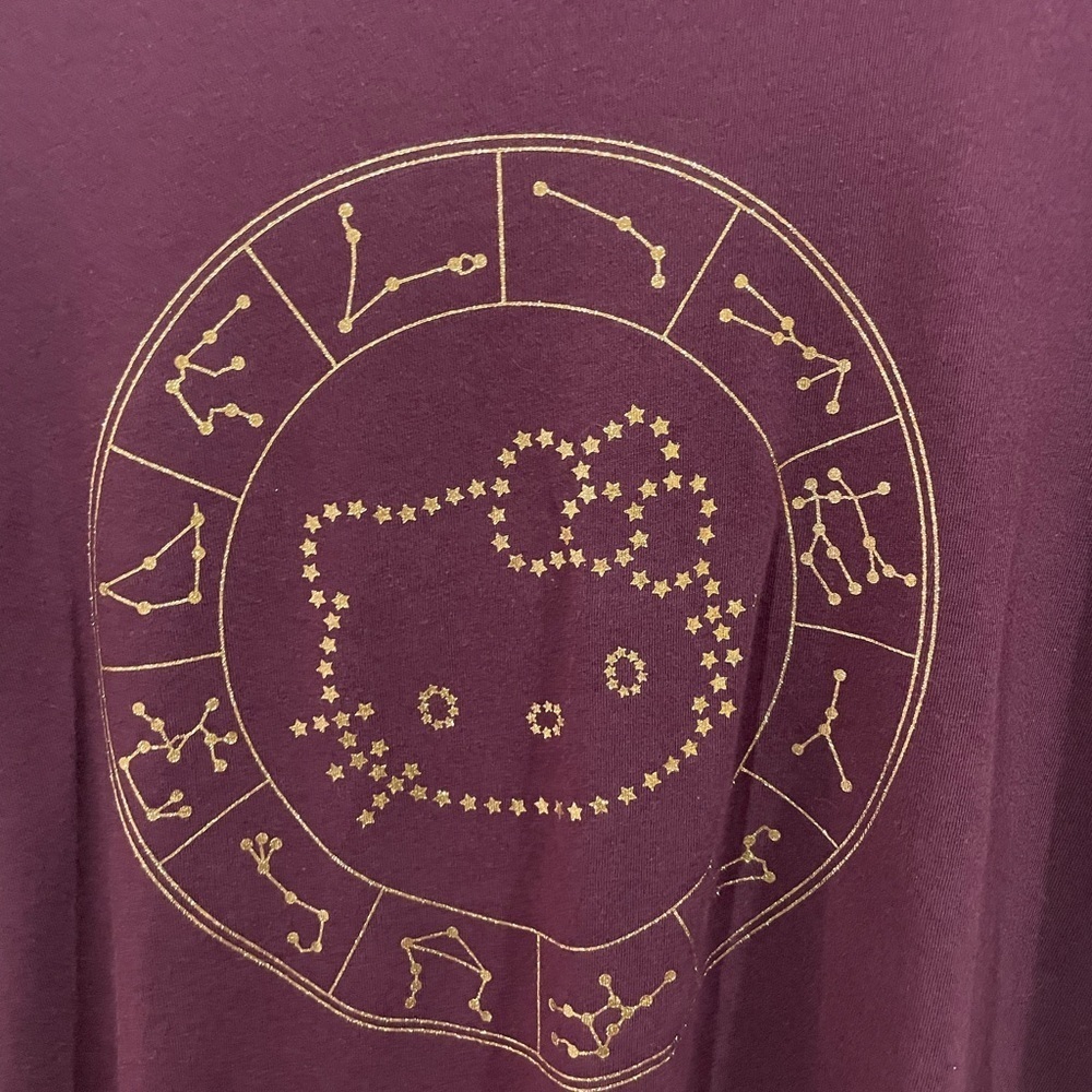 Sanrio Maroon tee with Gold Hello Kitty Logo. Torrid - Picture 2 of 6